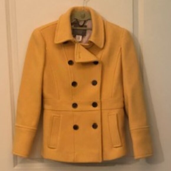 J. Crew Jackets & Blazers - J.Crew Stadium Cloth Nello Gori Gold/Yellow Double-Breasted Wool Peacoat Size 2P